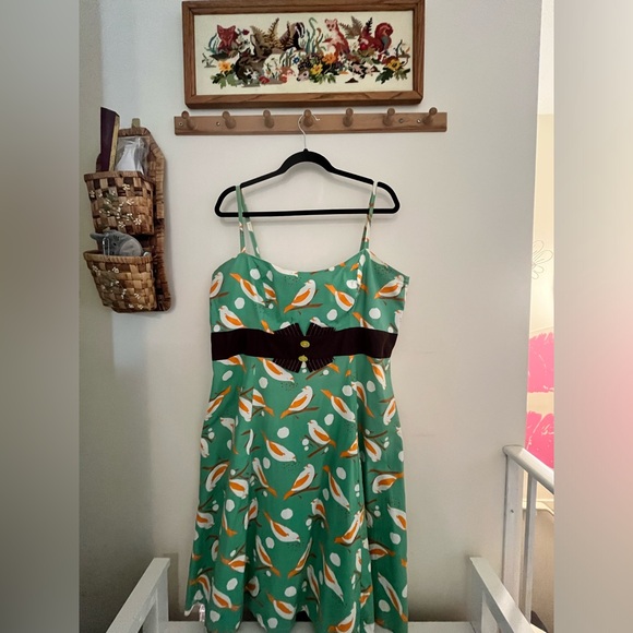 Size 20 Jane Bonbon spaghetti strap bird print sundress - Picture 3 of 5